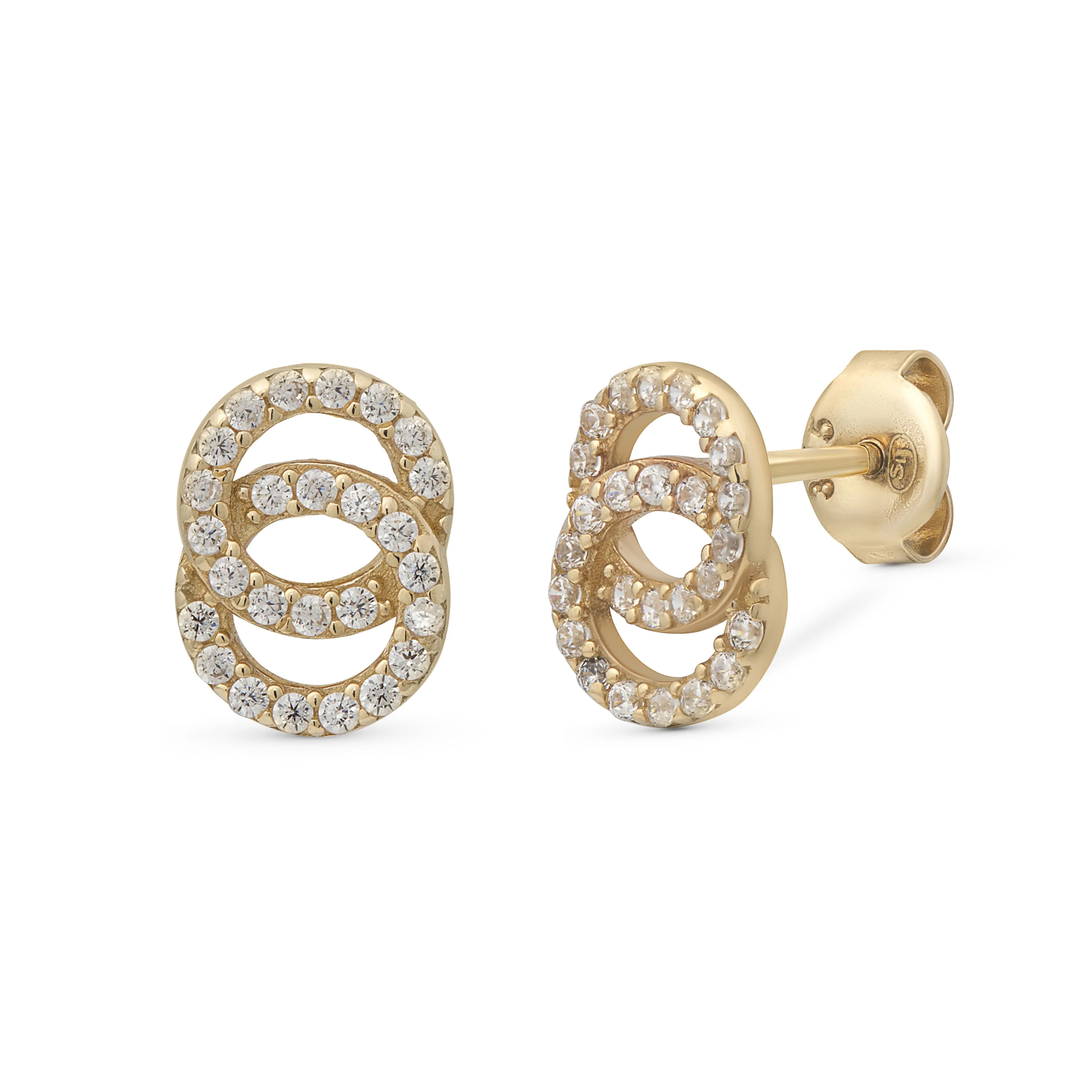 Infinity Stecker 375 Echtgold funkelnde Infinity Ohrstecker mit Zirkonia eleganter Goldschmuck minimalistisches Design zeitlose Stud Earrings Geschenk für sie