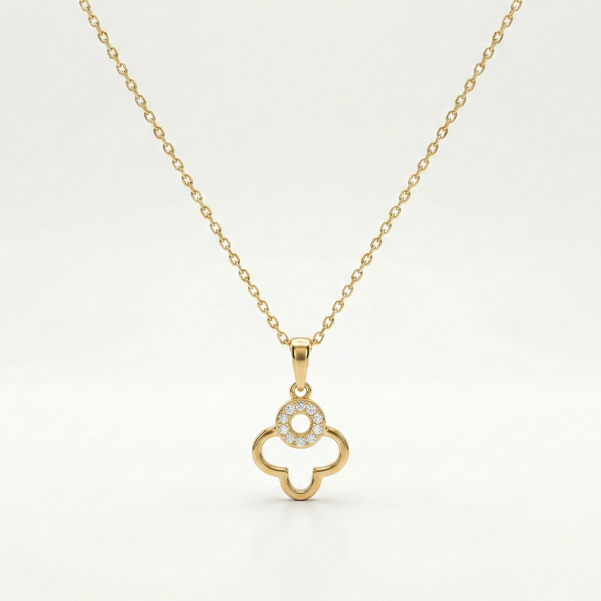 TréviaGlow – 375 Echtgold Kette mit Kleeblatt-Anhänger