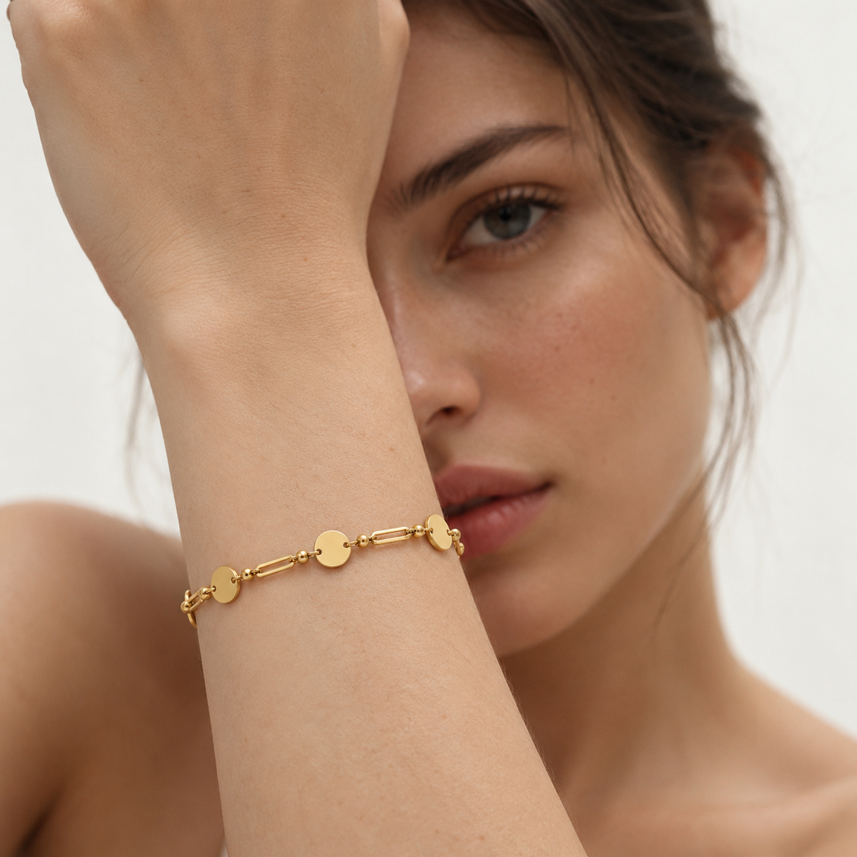 Coin Link – Gliederarmband mit runden Plättchen aus 585 Gold