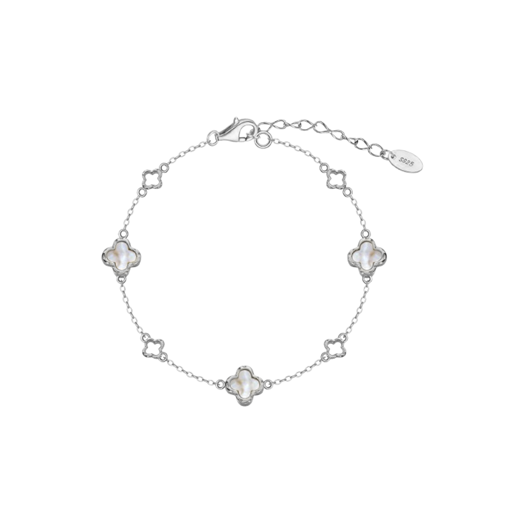 Luckra – Armband mit Perlmutt-Kleeblättern aus 925 Silber