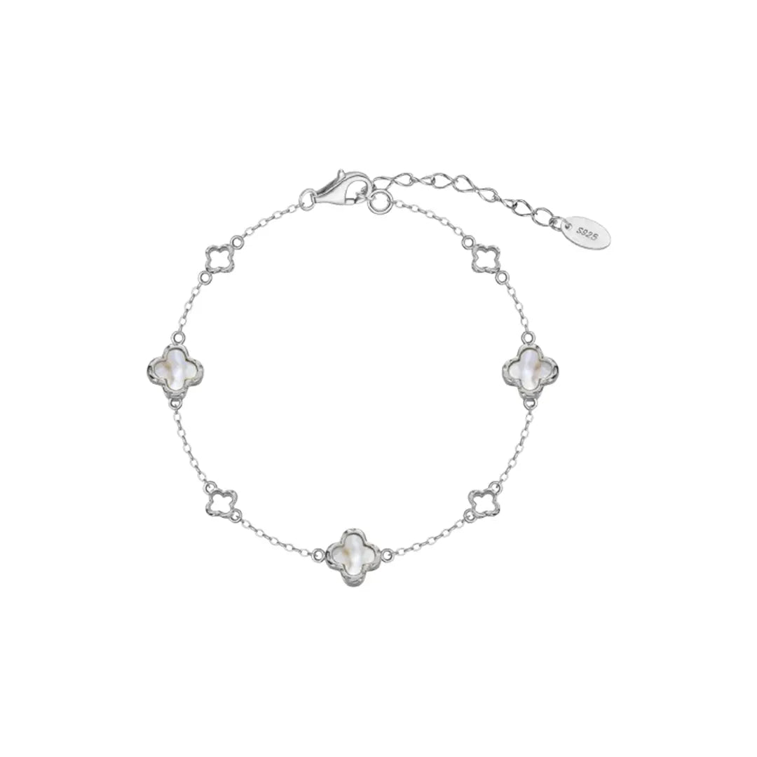 Luckra – Armband mit Perlmutt-Kleeblättern aus 925 Silber Suzan Gold