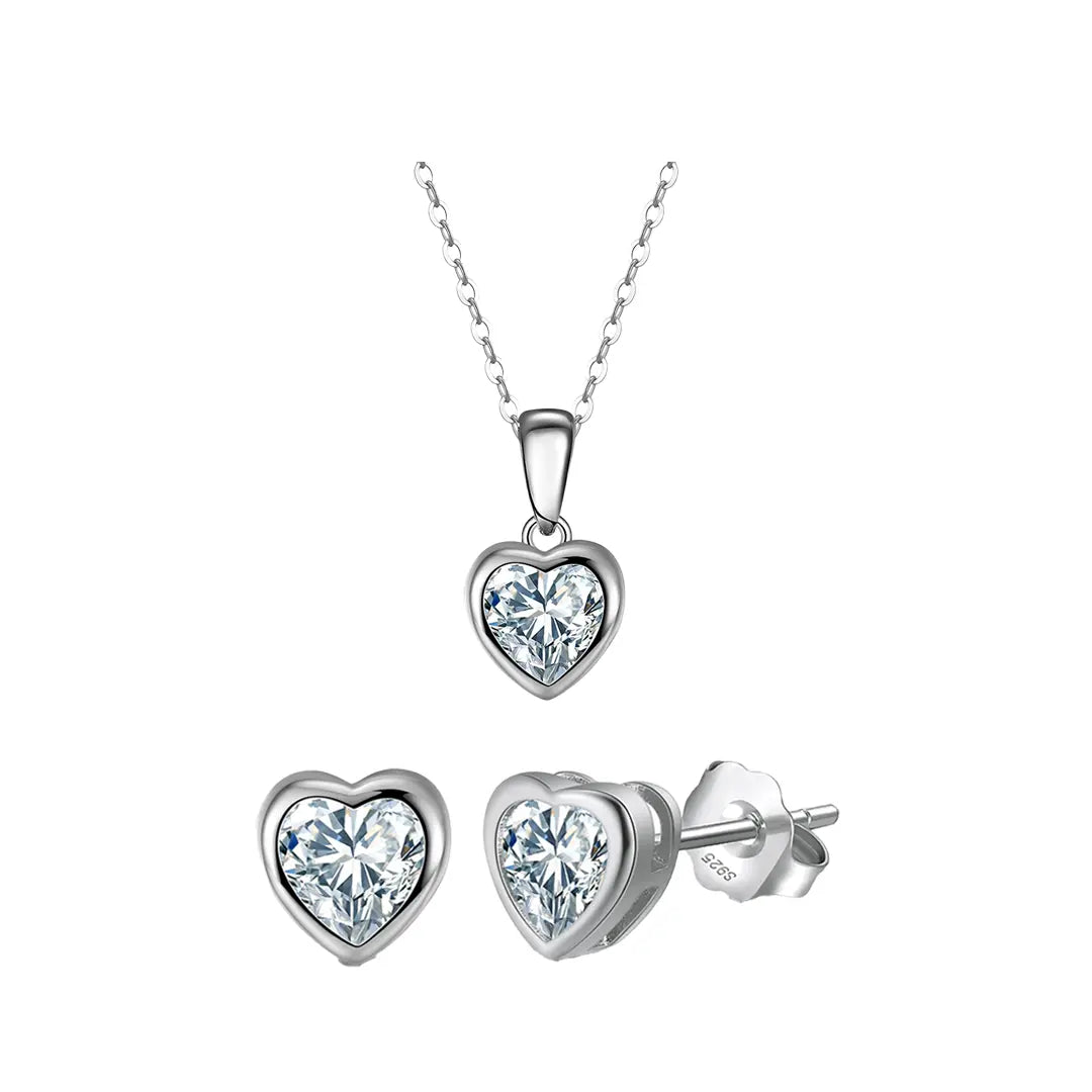 Liora Set – Herzschmuck aus 925 Silber mit Zirkonia Suzan Gold