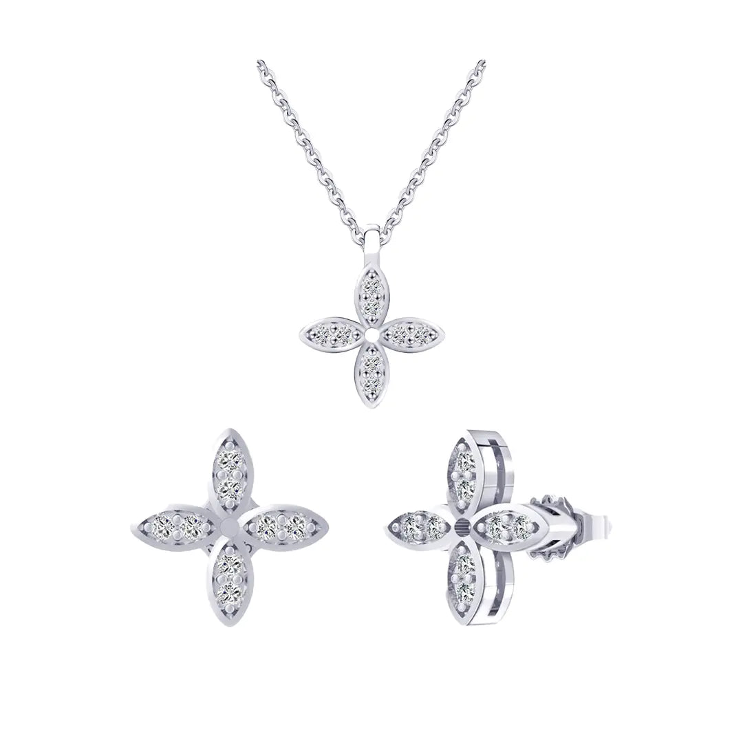 Serelina Pure – Schmuckset aus 925 Silber mit Zirkonia-Kleeblatt Suzan Gold