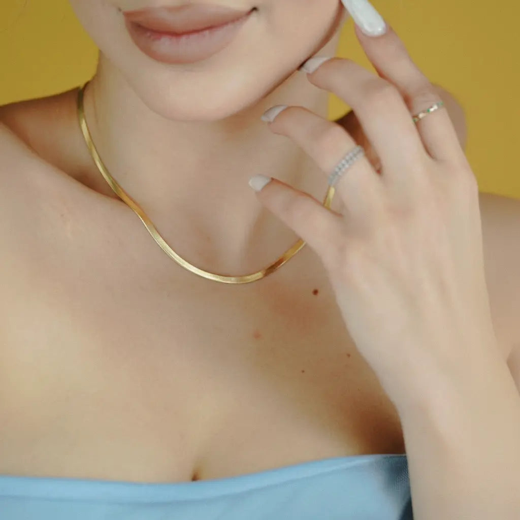 Solaro Snake Chain vergoldet – flache 925 Silberkette für Damen & Herren Suzan Gold