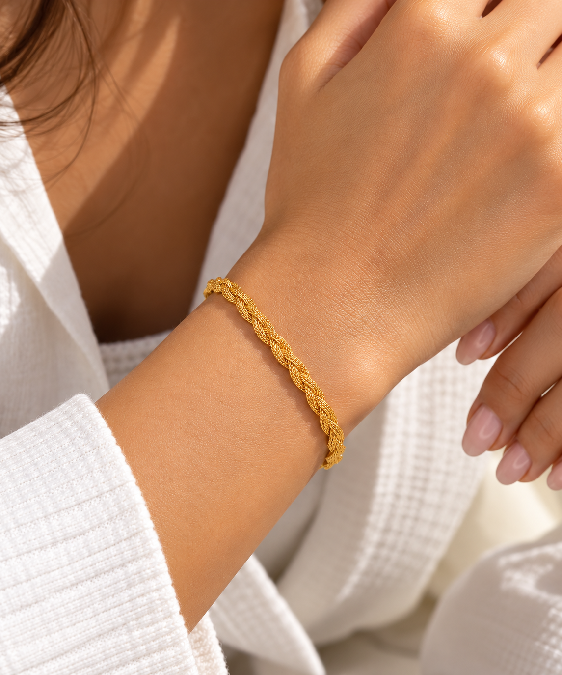 Slim Braid – Schmales geflochtenes Armband aus 875 Gold