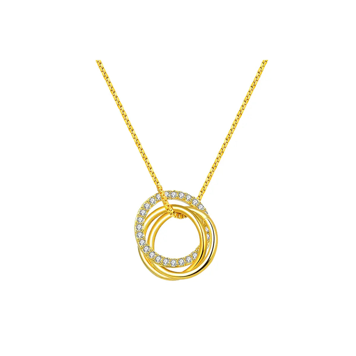 Infinity Grace – 925 Silber Halskette mit Kreisanhänger & Zirkonia Suzan Gold