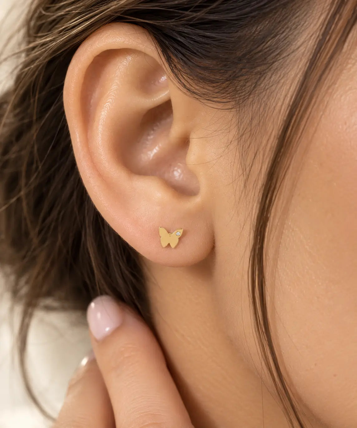 Papillon Stud – Schmetterlings-Ohrstecker mit Zirkonia aus 585 Gold Suzan Gold