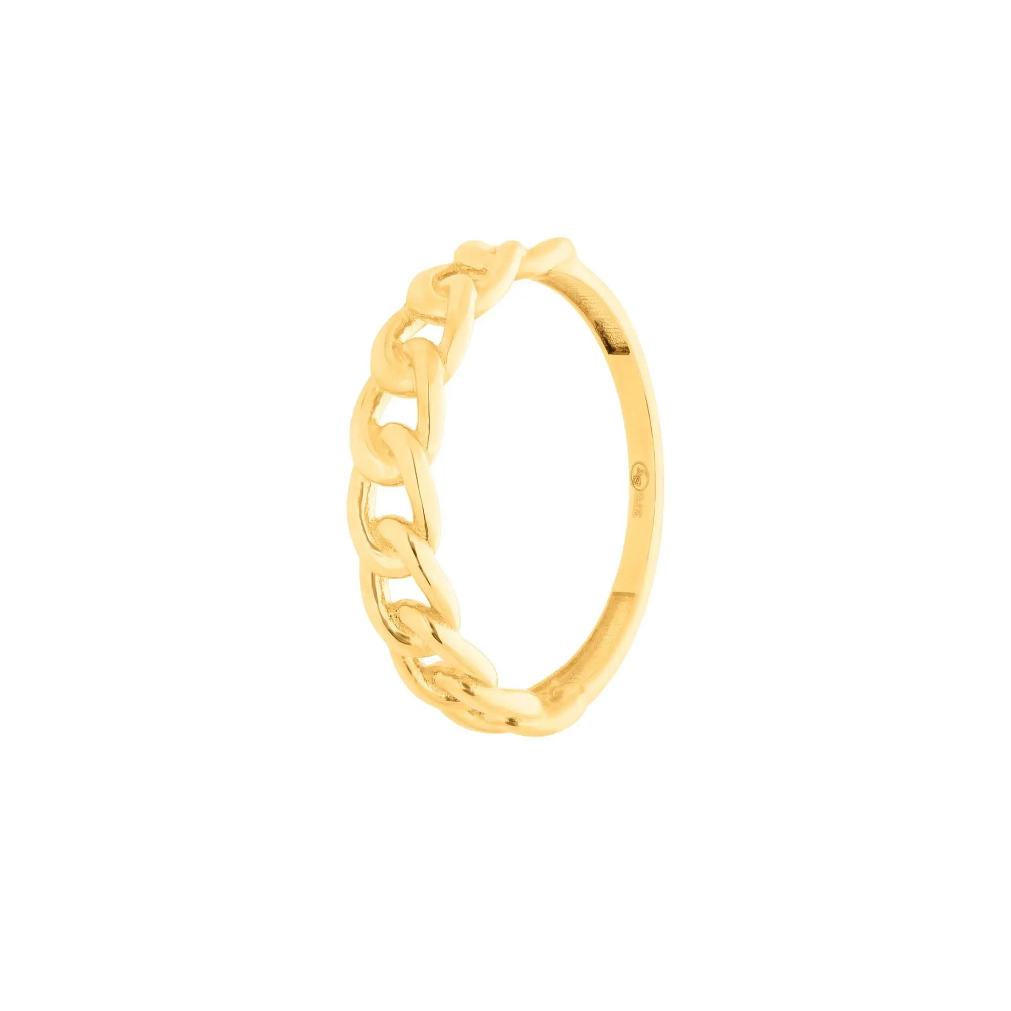 375 Echtgold Curb Chain Ring Damen eleganter Gliederring aus Gelbgold minimalistischer Schmuck für Layering modern