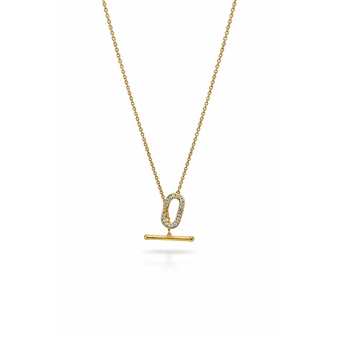 Glieder Halskette 925 Sterling Silber aus 925 Sterling Silber vergoldet mit Zirkonia, filigraner Schmuck für Damen, eleganter zeitloser Klassiker.