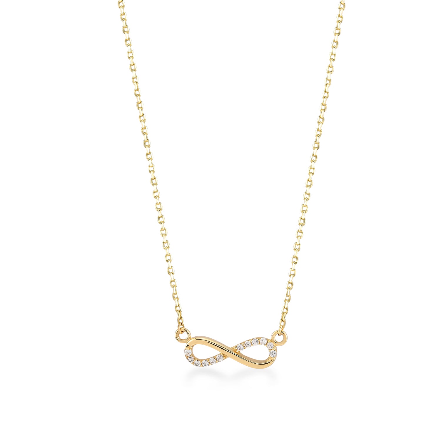 Eterna – 375er Echtgoldkette mit Infinity-Anhänger & Zirkonia