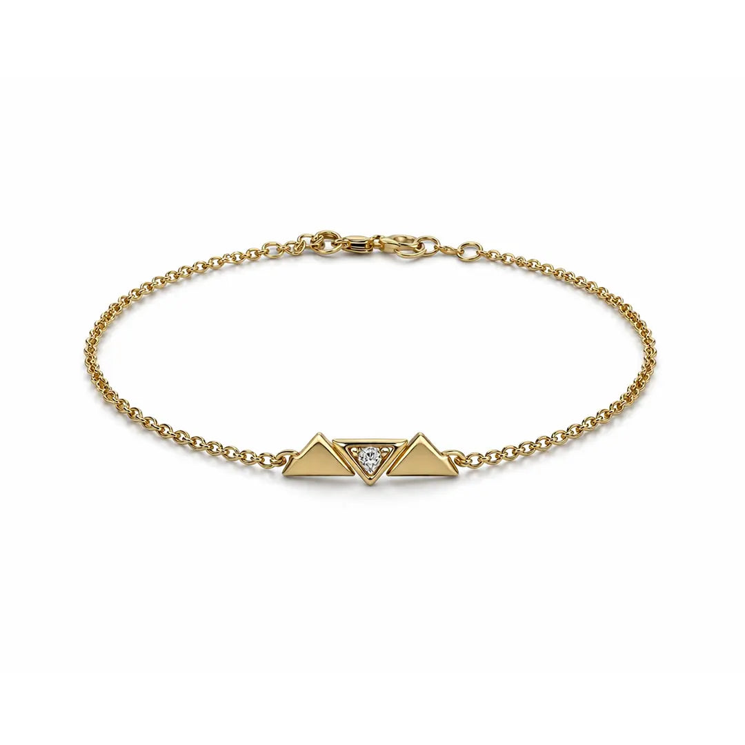Dreieck Armband 925 Sterling Silber aus 925 Sterling Silber vergoldet mit Zirkonia, filigraner Schmuck für Damen, eleganter zeitloser Klassiker.