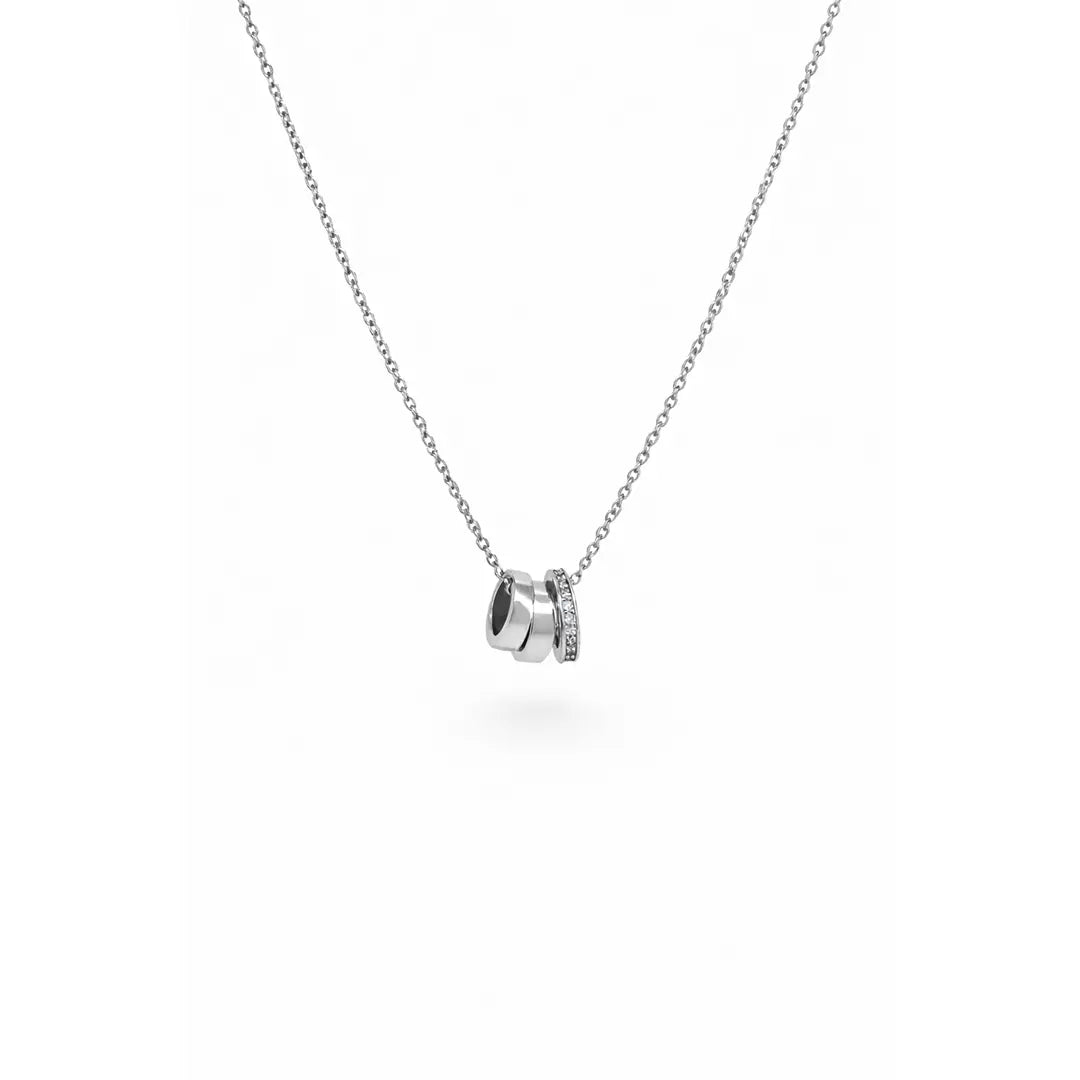 Ring Anhänger Halskette 925 Sterling Silber – Damen Kette Zirkonia - Suzan Gold
