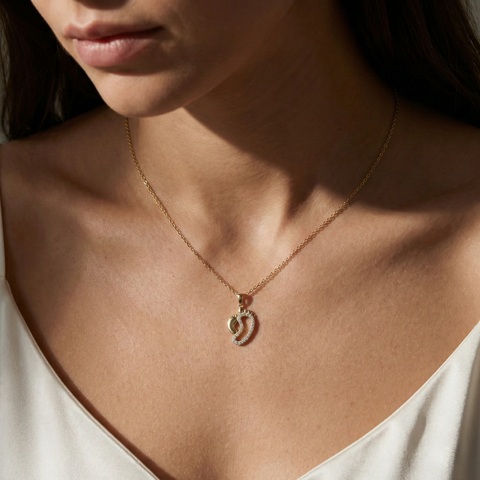 TinySteps – 375 Echtgold Kette mit Fußabdruck-Anhänger