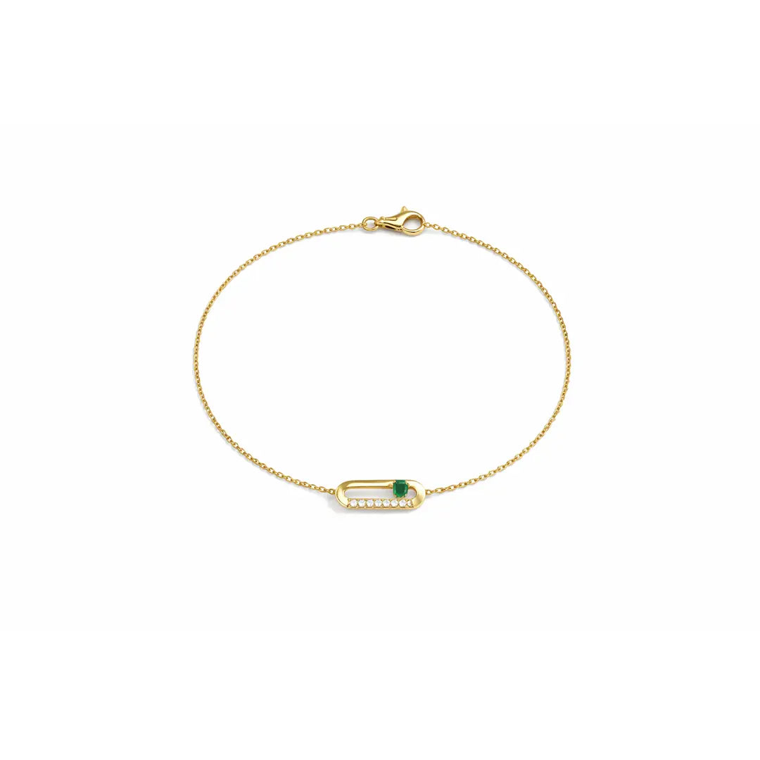 Armband 925 Sterling Silber – Damen Armband mit grünem Stein und Zirkonia - Suzan Gold