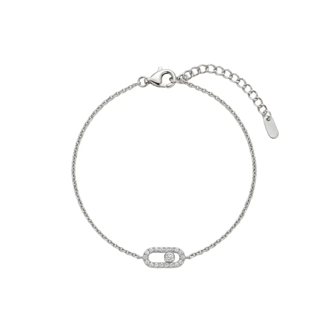 Link Crystal Bracelet – 925 Sterling Silber Armband mit Zirkonia Glieder Element - Suzan Gold