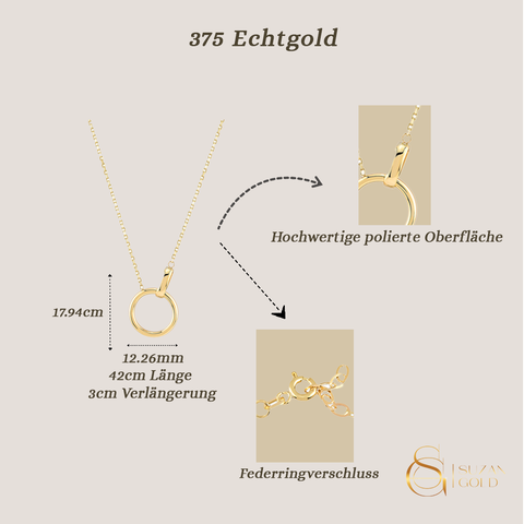 Goldora – 375er Echtgoldkette mit poliertem Kreisanhänger