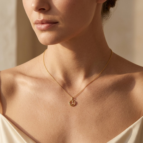 Kreis Anhänger Kette 925 Sterling Silber – Damen Halskette - Suzan Gold