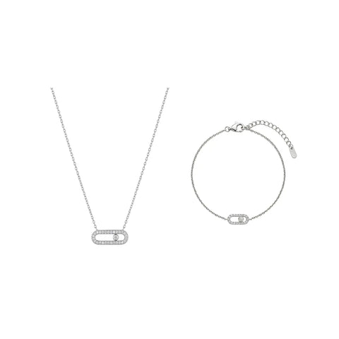 Linkelle – 925 Silber Schmuckset vergoldet mit Zirkonia Glied Suzan Gold