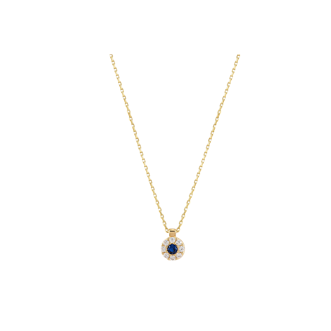 Celestia Glow – 375er Goldkette mit Zirkonia und blauem Mittelstein