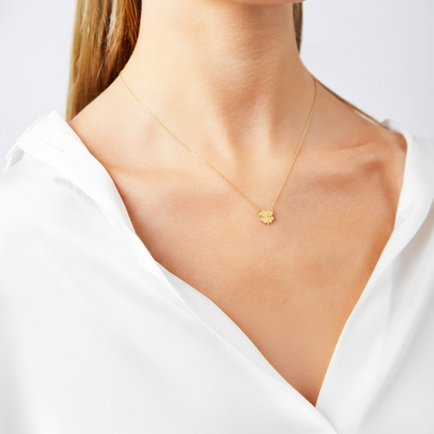 Luckyshine – 375er Echtgoldkette mit Kleeblatt-Anhänger