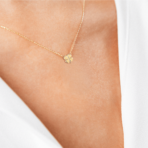 Luckyshine – 375er Echtgoldkette mit Kleeblatt-Anhänger