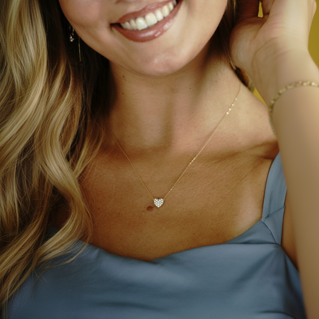Heartella – 375er Echtgoldkette mit Herzanhänger & Zirkonia