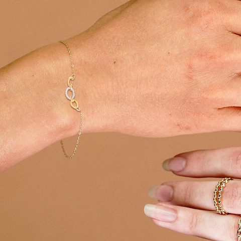 Linkora – 375er Echtgoldarmband mit Zirkonia-Verbindungselement