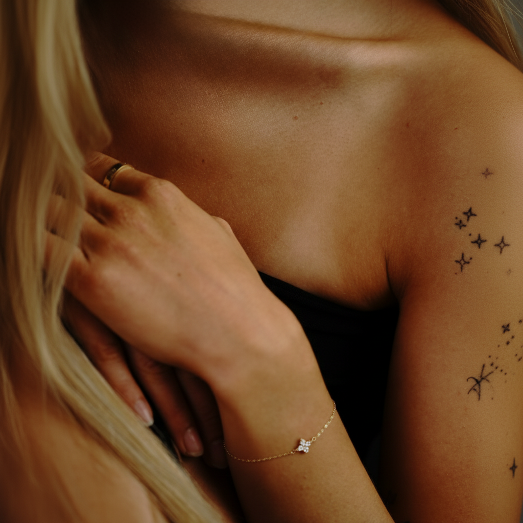 Stellaria – 375er Echtgoldarmband mit Zirkonia-Stern