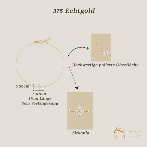 Stellaria – 375er Echtgoldarmband mit Zirkonia-Stern