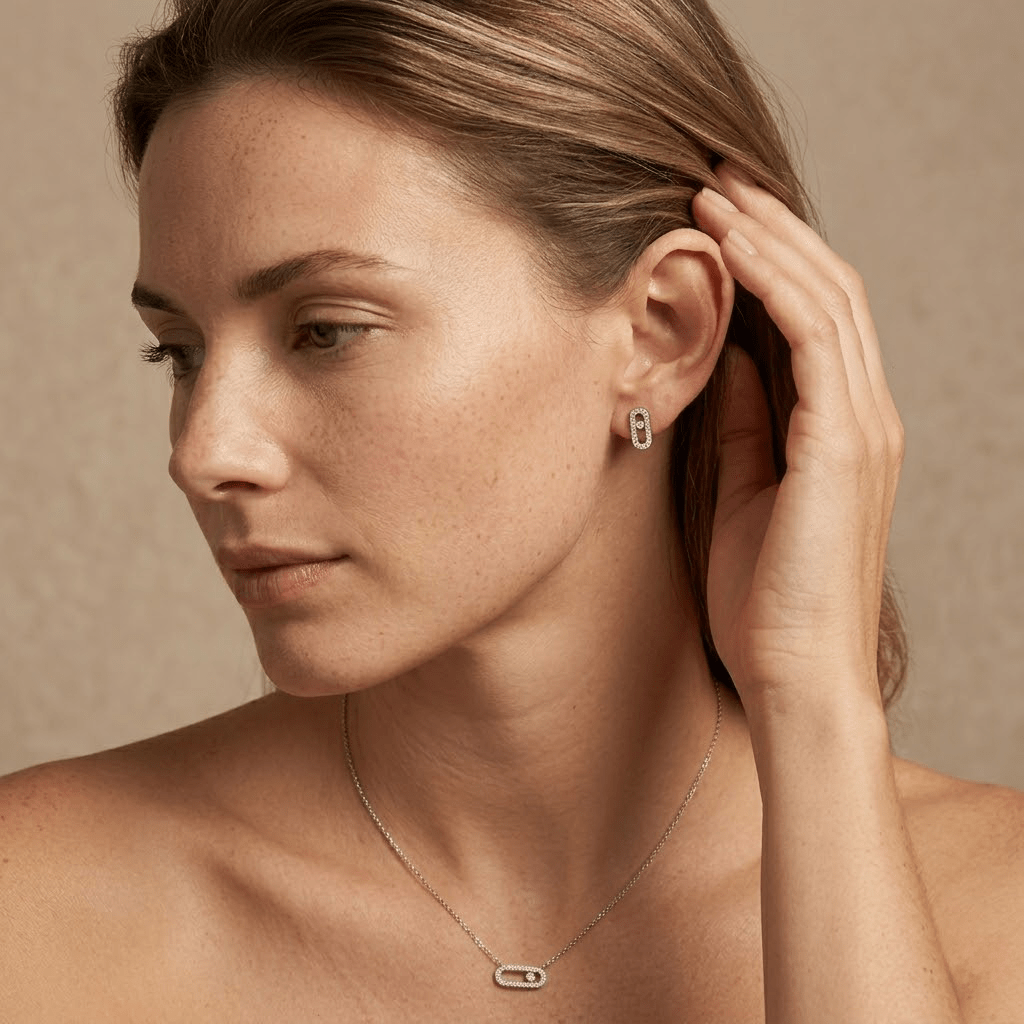 Linkelle Duo – 925 Silber Schmuckset vergoldet mit Zirkonia Glied - Suzan Gold