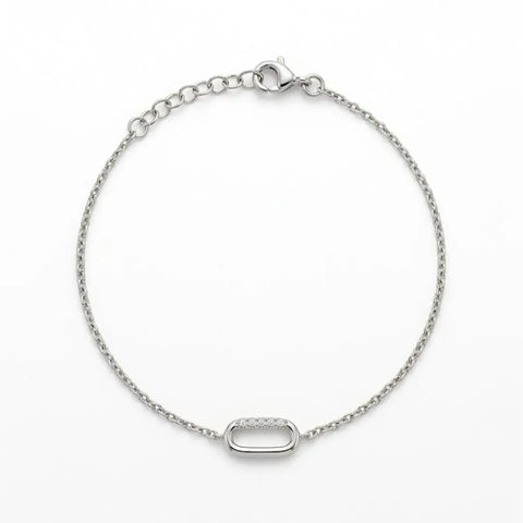 Oval Link Crystal Bracelet – 925 Sterling Silber Armband mit Zirkonia Oval Element - Suzan Gold