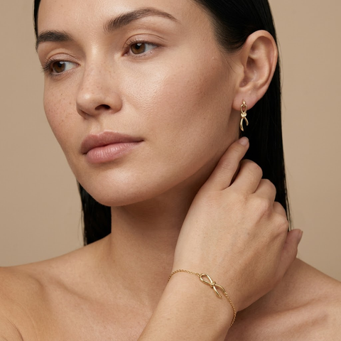 Nodessa Trio – 925 Silber Set vergoldet mit Knoten Armband & Ohrsteckern Suzan Gold