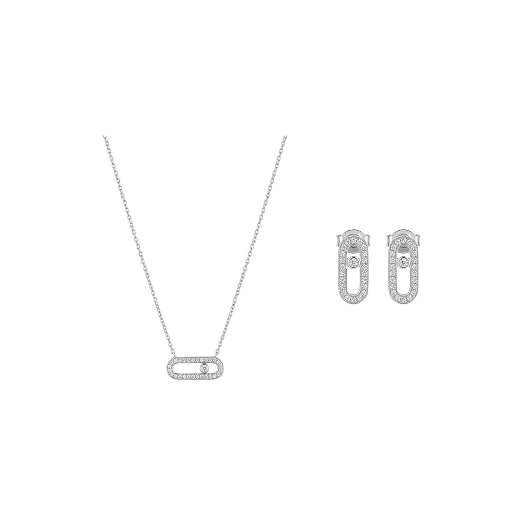 Linkelle Duo – 925 Silber Schmuckset vergoldet mit Zirkonia Glied - Suzan Gold