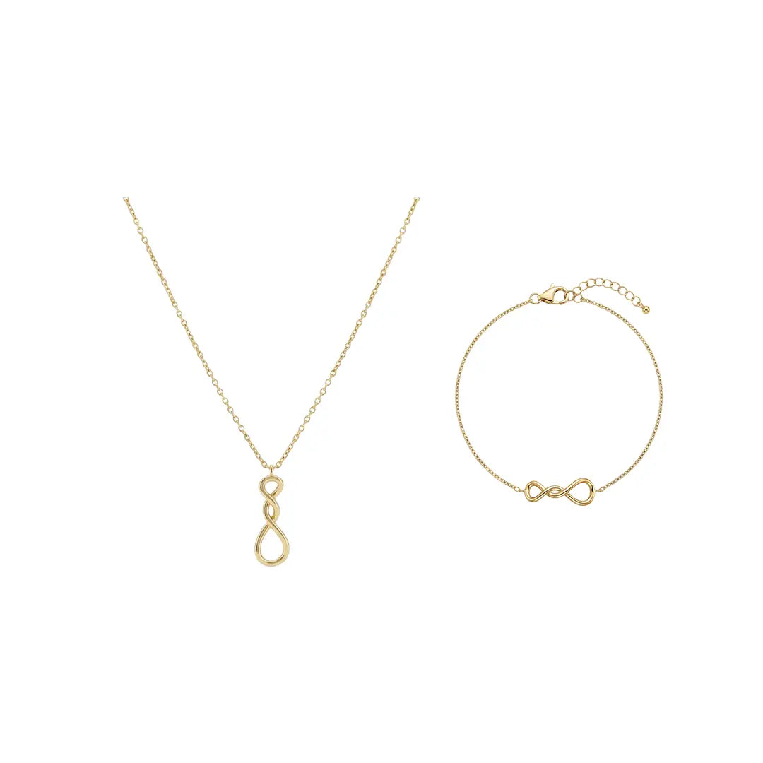 Infinitra Set – 925 Silber Schmuckset mit Unendlichkeits Kette & Armband Suzan Gold