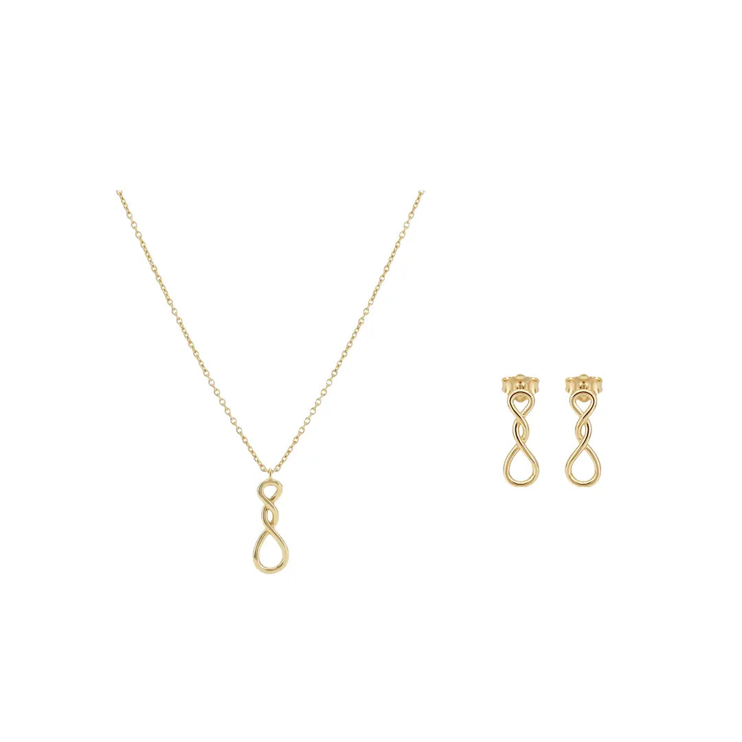 Infinitra – 925 Silber Schmuckset mit Unendlichkeits Anhänger & Ohrsteckern Suzan Gold