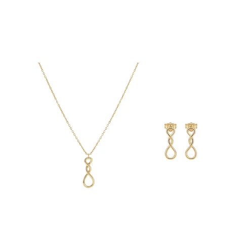 Infinitra – 925 Silber Schmuckset mit Unendlichkeits Anhänger & Ohrsteckern Suzan Gold