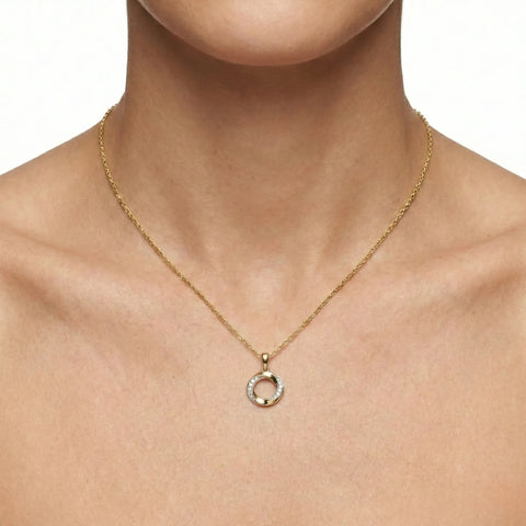 Eternia Loop – Zarte Kreis - Halskette mit Zirkonia aus 375 Echtgold - Suzan GoldHalskette