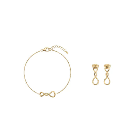 Infinitra Duo – 925 Silber Set mit Unendlichkeits Armband & Ohrsteckern Suzan Gold