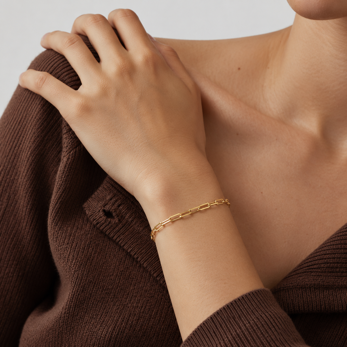 Paperclip Chain – Gliederarmband mit länglichen Gliedern aus 585 Gold
