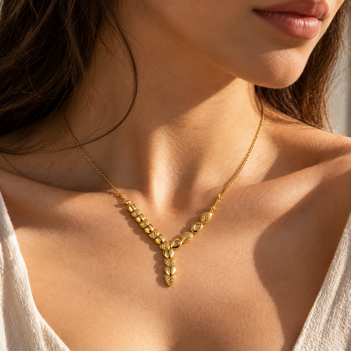 Mosaic Y – Y-Collier mit Filigran- und Glanzgliedern aus 750 Gold Suzan Gold