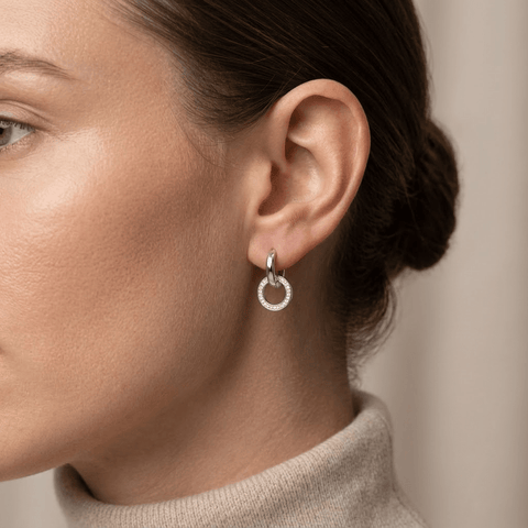 Circle Drop Earrings – 925 Sterling Silber Creolen Kreis Anhänger - Suzan Gold