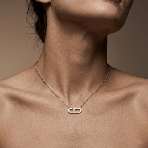 Oval Crystal Necklace – 925 Sterling Silber Halskette mit Zirkonia Oval Anhänger - Suzan Gold