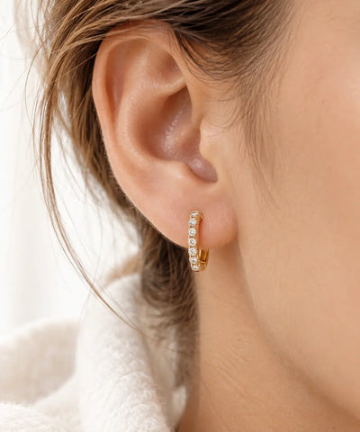 Honeycomb Hoop – Creolen mit Zirkonia-Pavé aus 585 Gold Suzan Gold