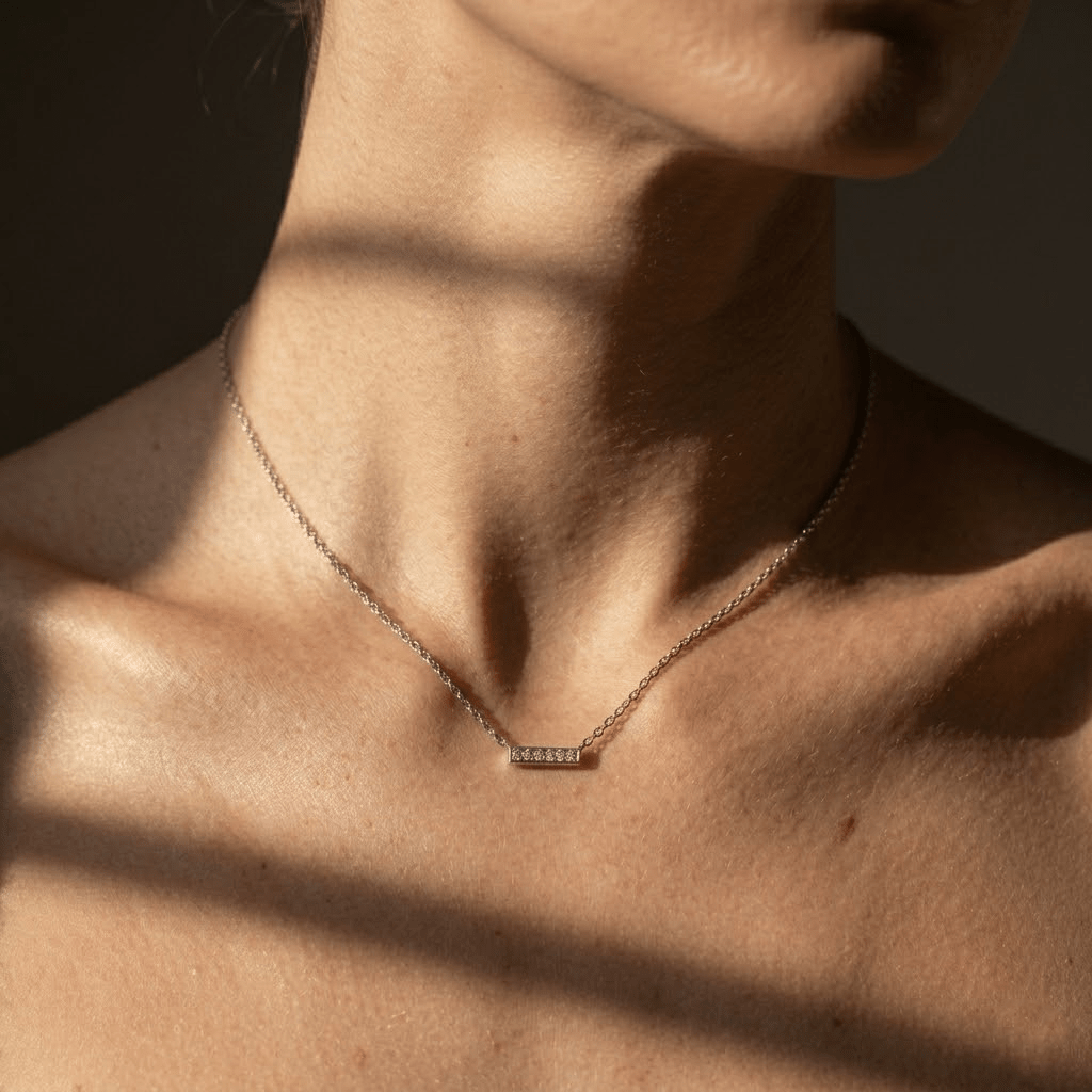 Bar Necklace Zirkonia – 925 Sterling Silber Halskette - Suzan Gold