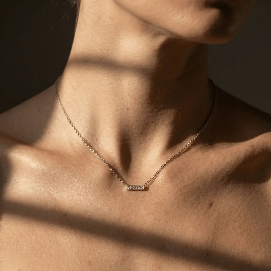 Bar Necklace Zirkonia – 925 Sterling Silber Halskette - Suzan Gold