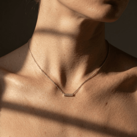 Bar Necklace Zirkonia – 925 Sterling Silber Halskette - Suzan Gold