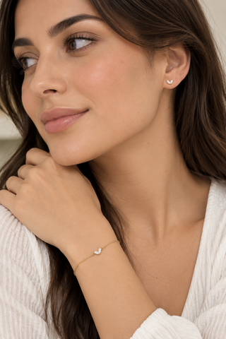Lucent Heart Duo – 925 Silber vergoldet Armband & Ohrringe mit Herz-Zirkonia