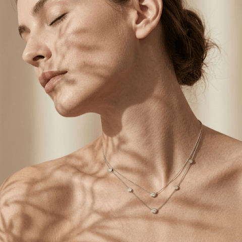 Mehrreihige Zirkonia Kette 925 Sterling Silber – Damen Halskette - Suzan Gold