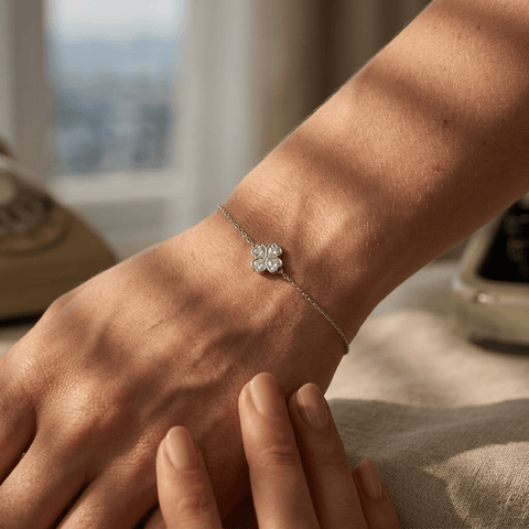 Kleeblatt Armband Zirkonia – 925 Sterling Silber Armband - Suzan Gold