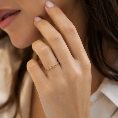Starlight Band – Bandring mit Zirkonia-Pavé und Perlrand aus 585 Gold Suzan Gold